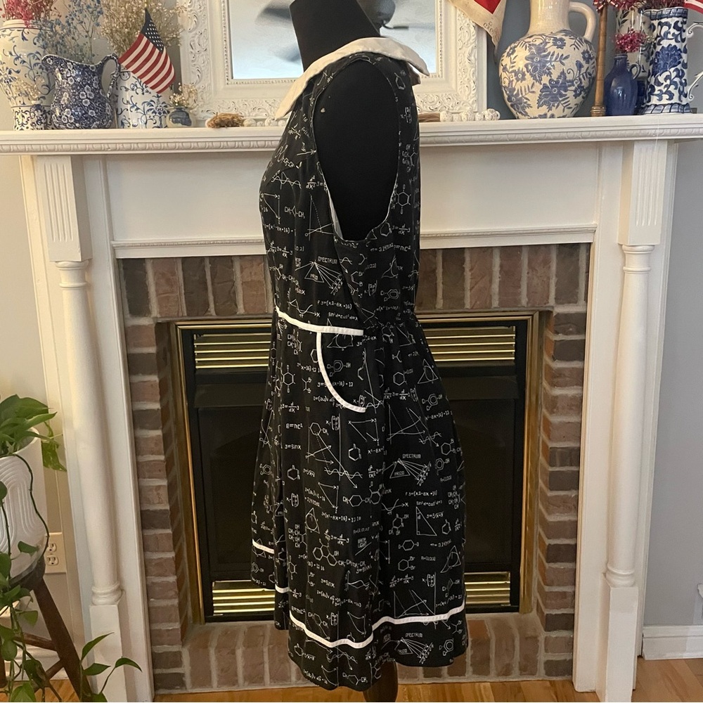 Retrolicious Black and White Collared Midi Dress - Picture 6 of 9